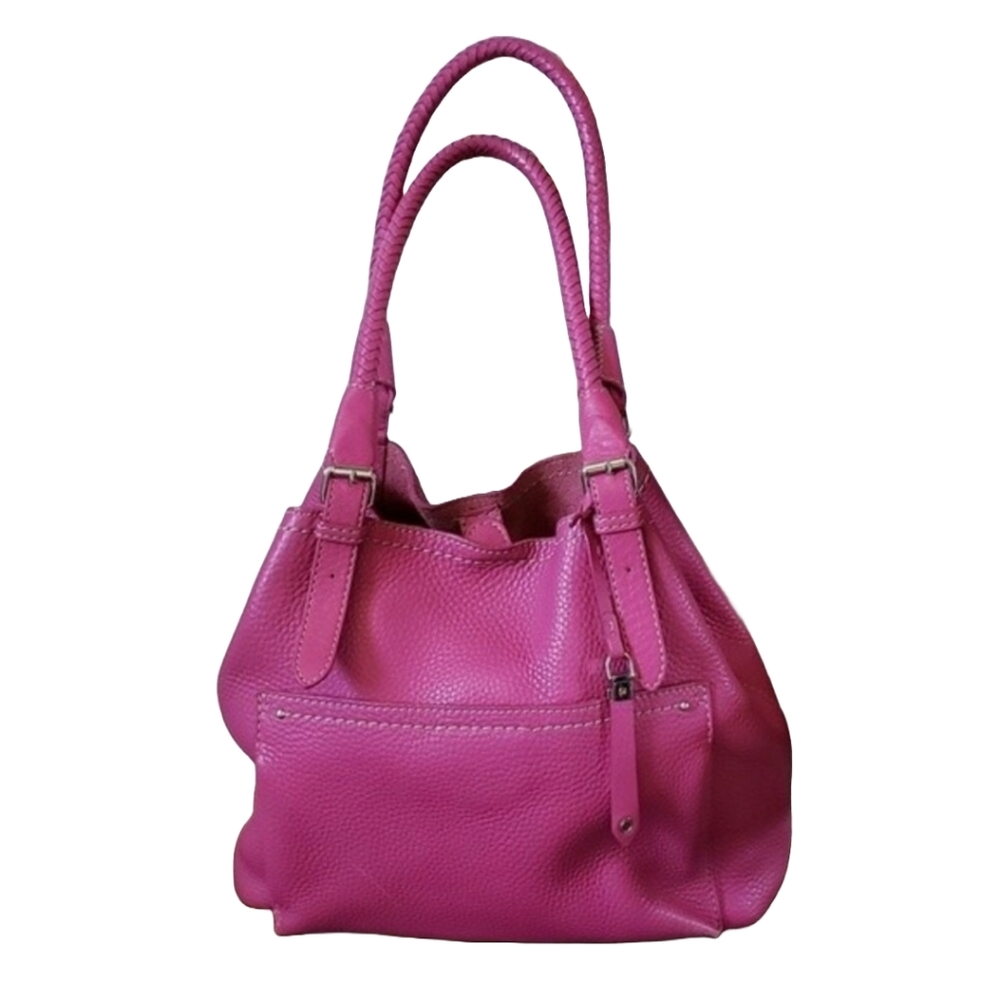 Cole Haan Raleigh Pink Pebbled Leather Shoulder Bag Purse Handbag Tote